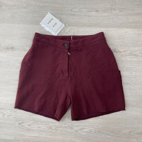 Acne Studios Shorts Womens XXS Red Linen Blend Gioia - Picture 1 of 6